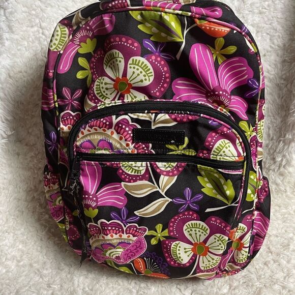 Vera Bradley Pirouette Black & Pink Floral Lighten Up Campus large Backpack main image 8